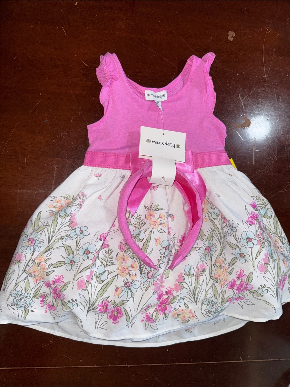 Pink Floral Tank Dress with Matching Headband